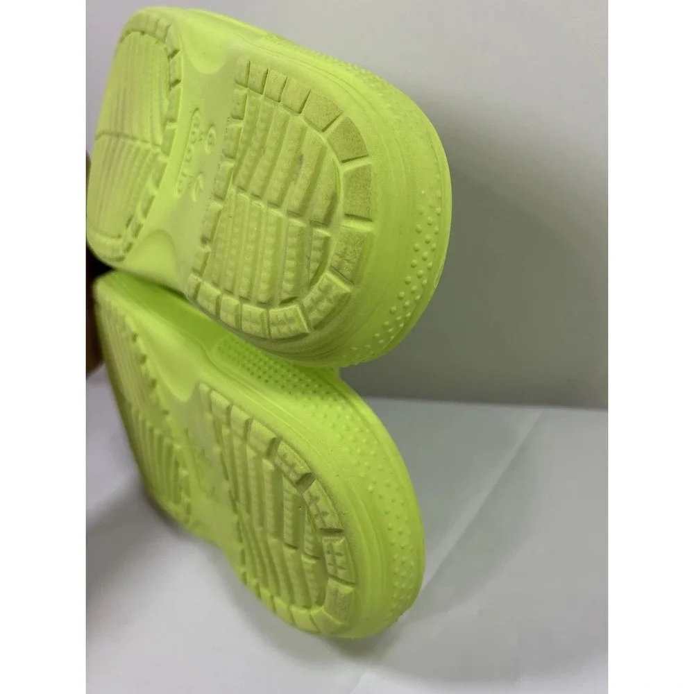 Crocs Classic Slide Sandals Neon Lime Green Womens 9 Mens 7 Slip On Shoe Comfort